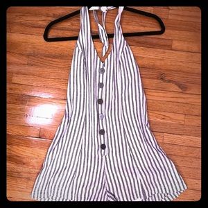 UO Cooperative Striped Linen Romper Size Small